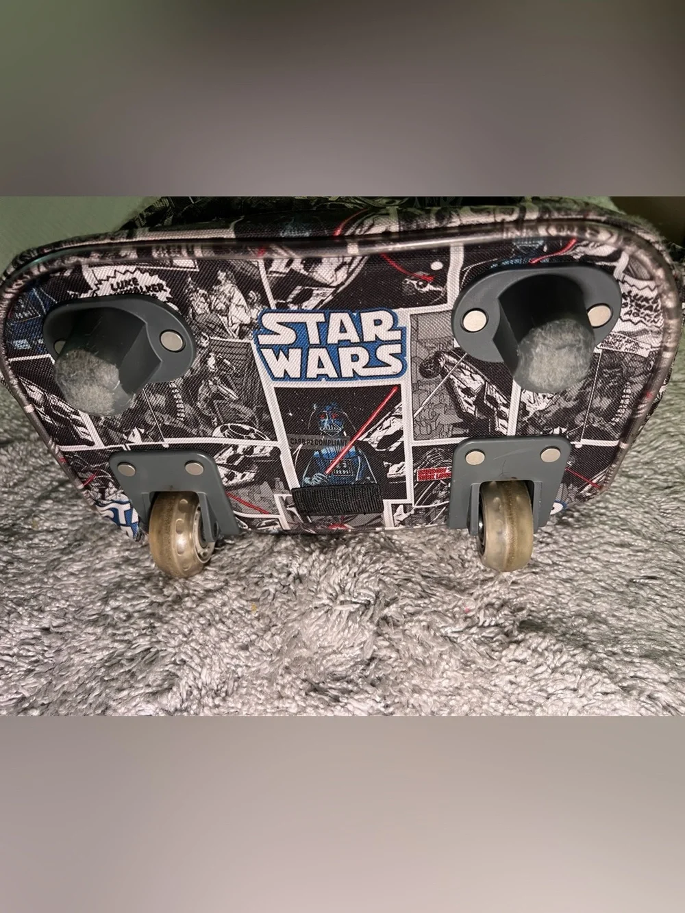 Pottery Barn Star Wars Black and Gray Comic Graphic Rolling Backpack 3 Pockets